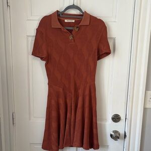 Elegant Terracotta Polo Midi Dress